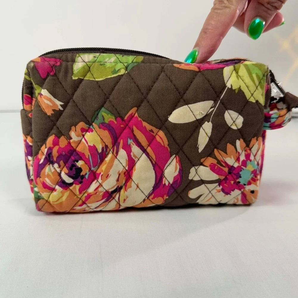Vera Bradley English Rose Quilted Cosmetic Makeup Bag Retired Floral Travel